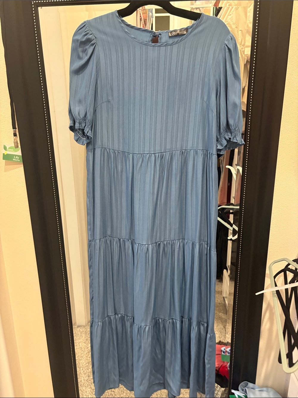 Light Blue Tiered Maxi Dress - Women's Puff Sleeve Dress